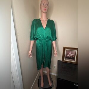 Blaque Label Elegant Emerald Green Faux Wrap Dress XS